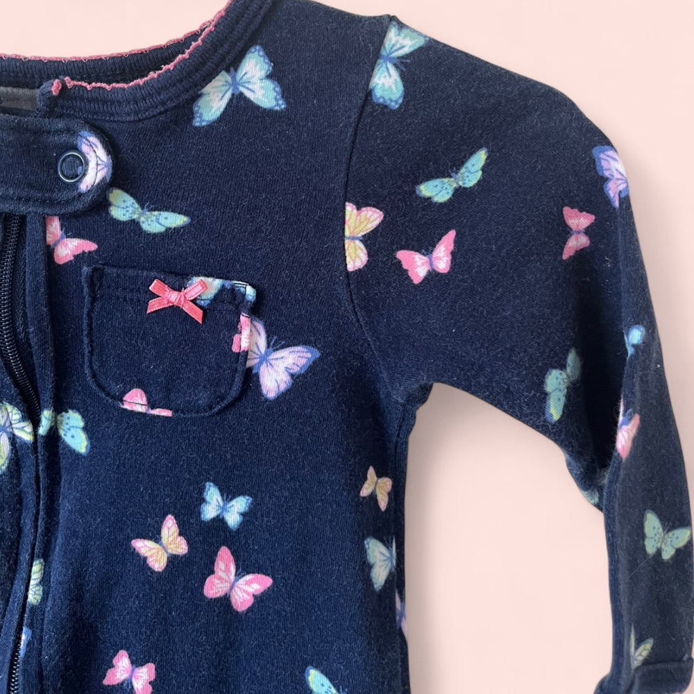 9M Carter’s Infant Baby Girl Butterfly Long Sleeve Coverall Footed Pajamas - Picture 6 of 11